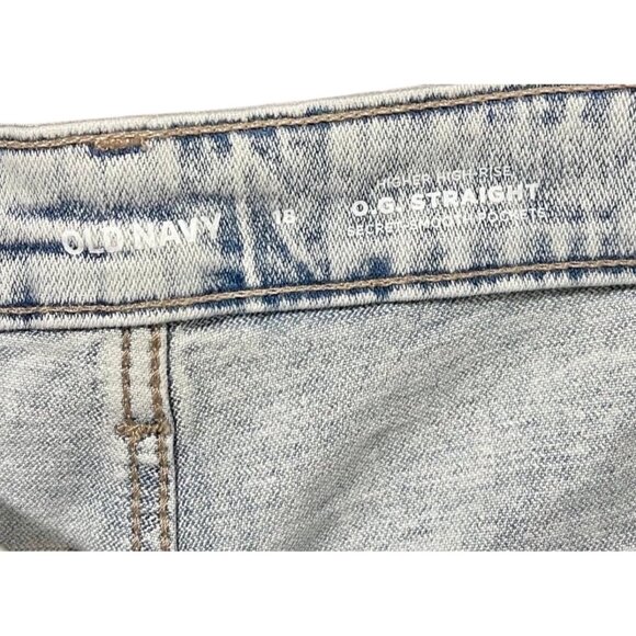 Old Navy Women's High-Waisted Distressed Light Wash Straight-Leg Jeans Size 18 - Picture 12 of 12